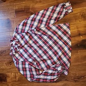 J Crew Snow Stewart Tartan Plaid Ruffle Neck Blouse